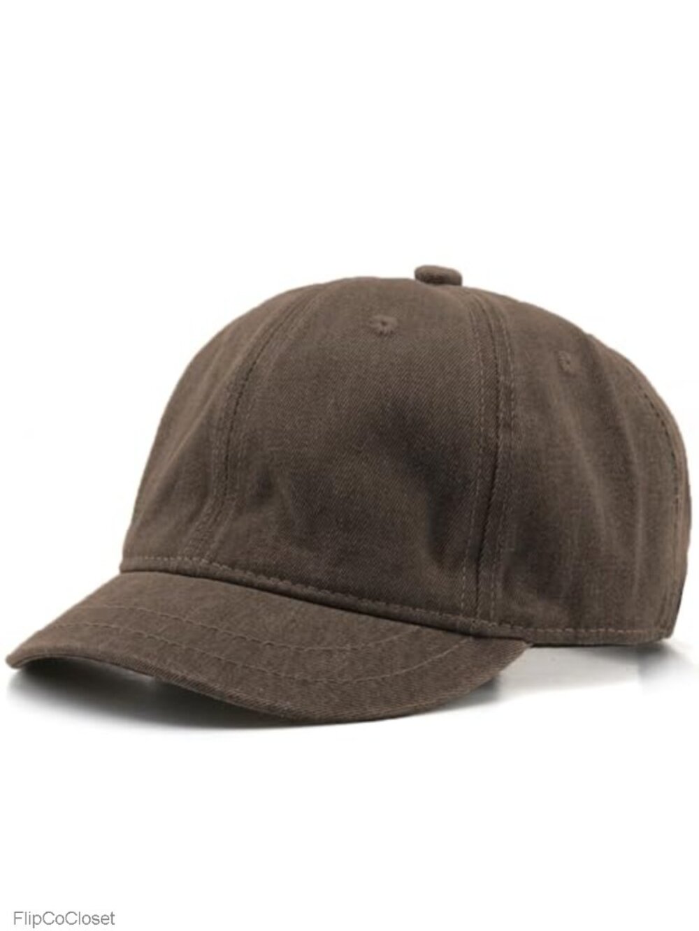 Short Brim Baseball Cap Unconstructed Washed Cotton Adjustable Vintage Dad Hat